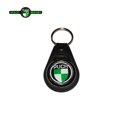 Nøglering med Puch logo læder