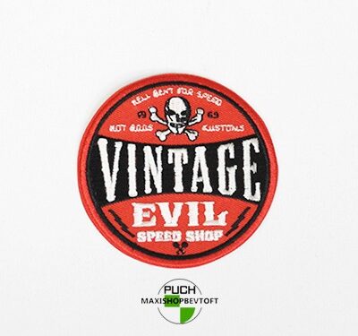 Stofmærke Ø75 mm Vintage Evil i den bedste kvalitet med klæber