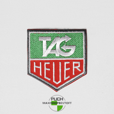 Stofmærke 73 x 77 mm TAG HEUER i den bedste kvalitet med klæber