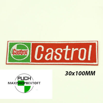 Stofmærke 30x100mm CASTROL i den bedste kvalitet med klæber