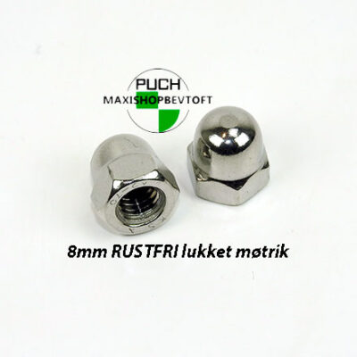 2 stk Rustfri M8 lukket møtrik