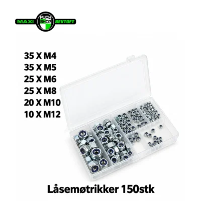 Sortiment låsemøtrikker 150stk
