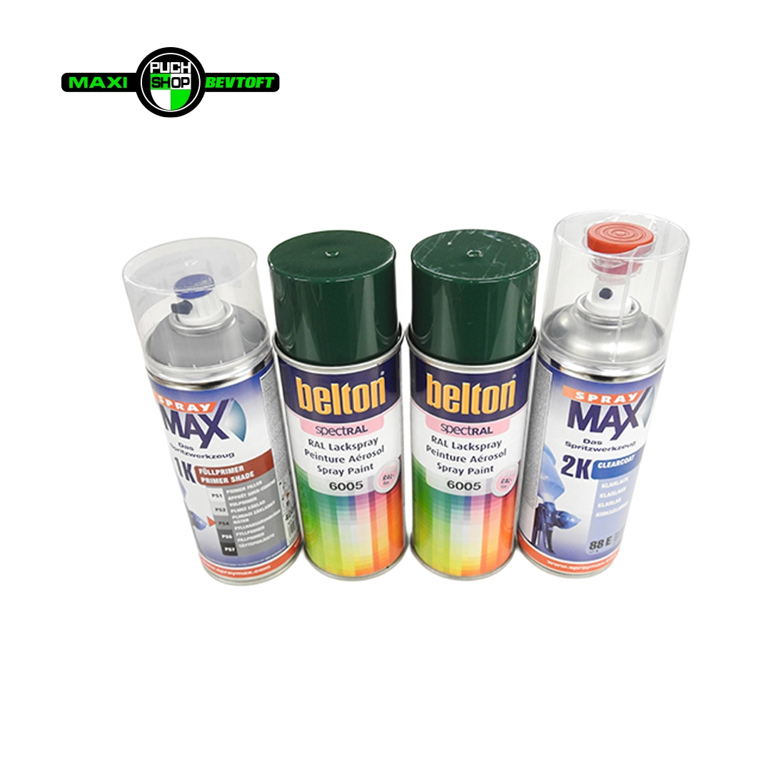 BENZINFAST LUX saet groen lak ral 6005 med primer og 2 komp lak BENZINFAST LUX sæt grøn lak ral 6005 med primer og 2 komp lak
