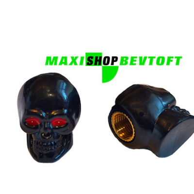 2 stk ventilhætter dødningehoved BLACK EDITION