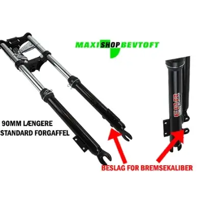 EBR forgaffel LANG sort MED BESLAG FOR KALIBER