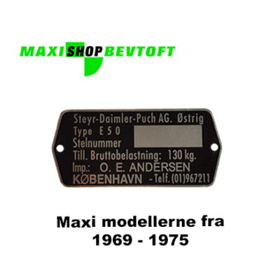 Typeplade for Puch Maxi 1969 - 1975