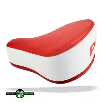 Sæde med rød og hvide farver til PUCH Maxi