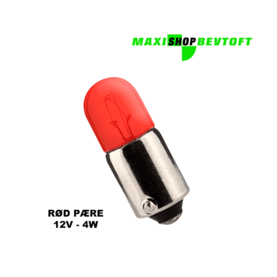 Pære RØD til lille baglygte 12 volt 4 watt