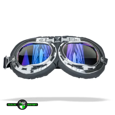 Oldtimer briller til jet-hjelm – sort spejllinse