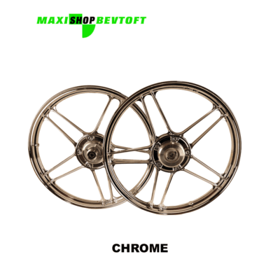 Stjernefælge sæt CHROME med lejer, nav samt bolte til PUCH Maxi P og K