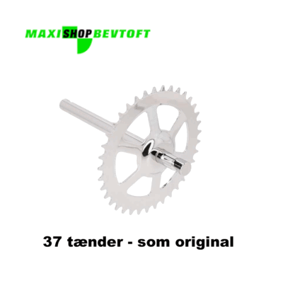 Forkromet pedalaksel med stort 37-tands tandhjul til PUCH Maxi S og P