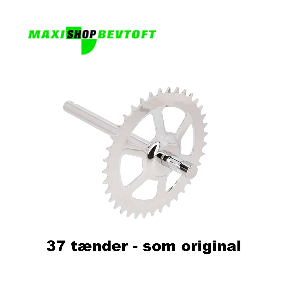 Forkromet-pedalaksel-med-stort-37-tands-tandhjul-til-PUCH-Maxi-S-og-P Forkromet pedalaksel med stort 37-tands tandhjul til PUCH Maxi S og P