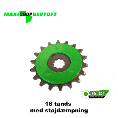 Esjot 18 tands tandhjul STØJDÆMPET til PUCH Maxi