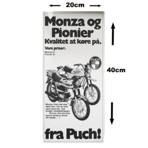 Retro skilt i 3mm pvc model med PUCH Monza og Pionier