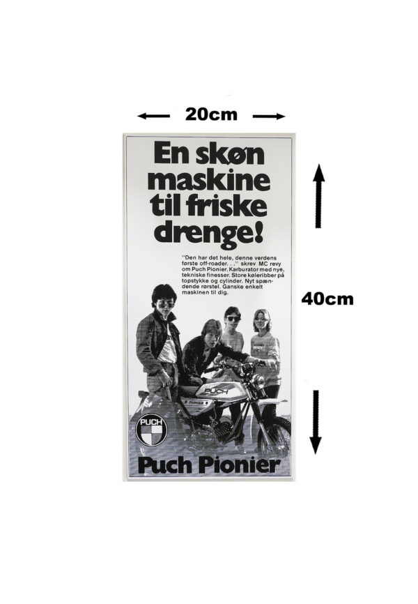 Retro skilt i 3mm pvc model med PUCH Pionier
