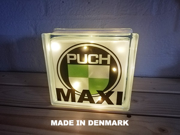 Glas sten 190 x 190mm med PUCH MAXI og LED lys
