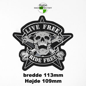 Stofmærke 113x109 mm live free ride free