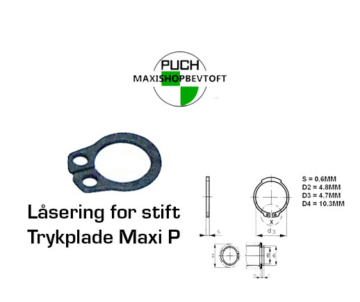 Låsering for stift på trykplade Maxi pedal