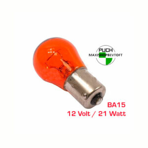 Orange Pære BA15 12 Volt / 21 Watt