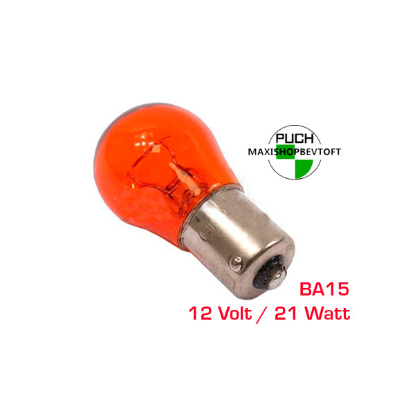 Orange Pære BA15 12 Volt / 21 Watt