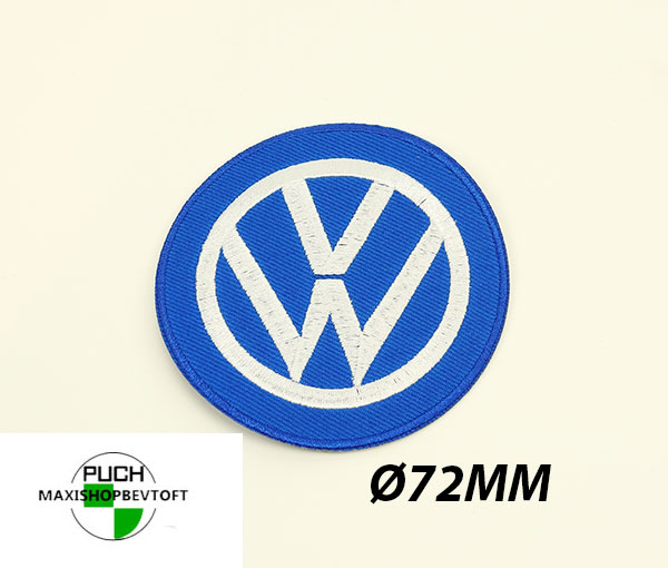 Stofmærke Ø72 mm VW i den bedste kvalitet med klæber