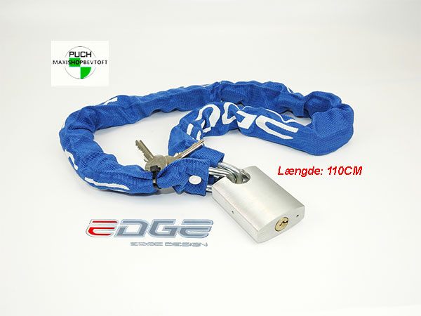 EDGE kædelås BLÅ i kraftig udførsel 110 cm til at sikre din PUCH Maxi