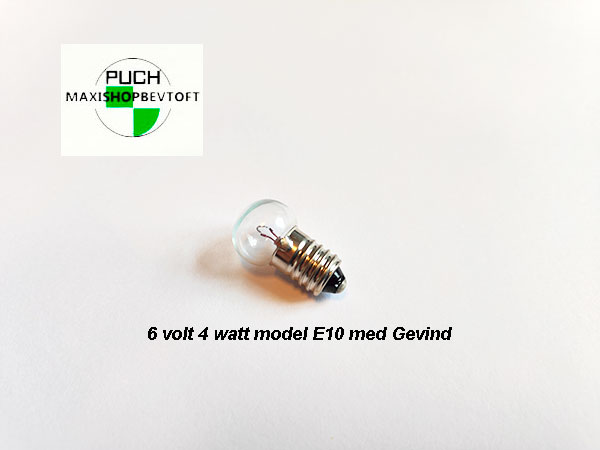 Pære 6 volt 4 watt model E10 med Gevind